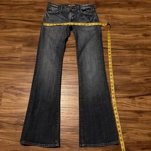 Low rise flare blue jeans, size 26.